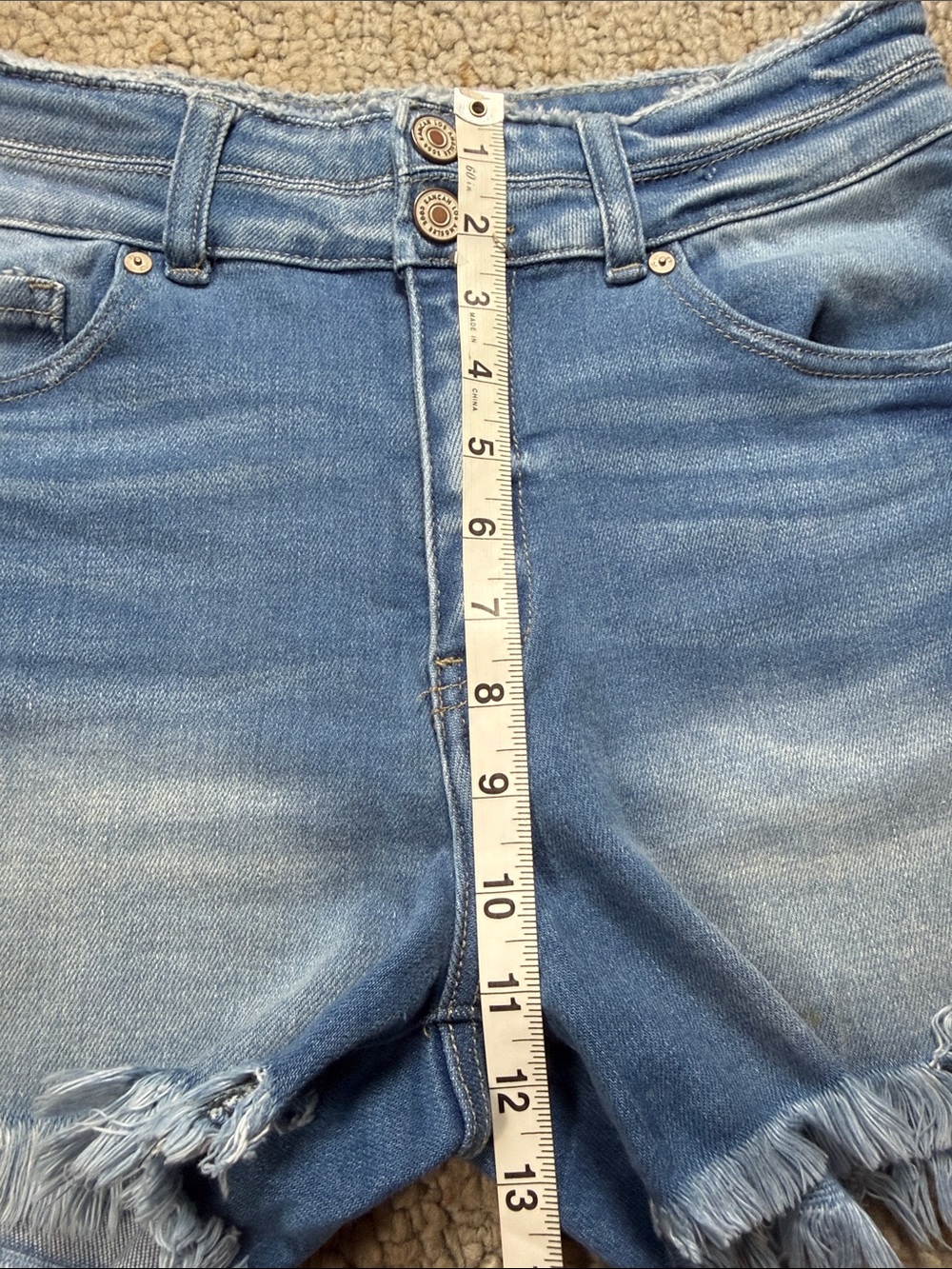 KanCan Light Blue Distressed Frayed Hem Jean Shorts - Picture 7 of 8